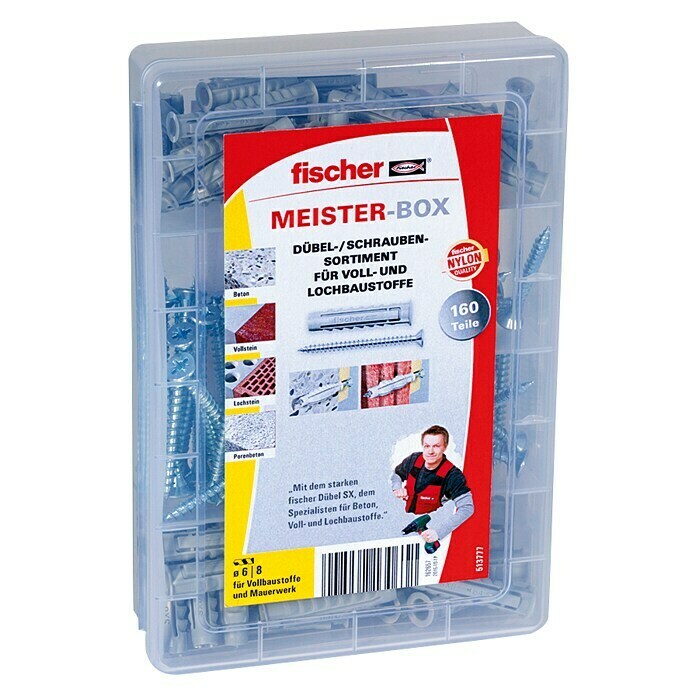 Fischer Meister-Box Spreizdübel-Set SX160 -tlg., Mit Schrauben/Haken, Nylon Right Side View