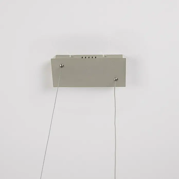 Forlight Rom Lámpara colgante LED - 30 W, L x An x Al: 60 x 120 x 120 cm, Blanco opal, Gris merengo, Blanco neutro - Soporte de techo de una lámpara colgante moderna en gris. El diseño minimalista enfatiza la elegancia simple de la lámpara.