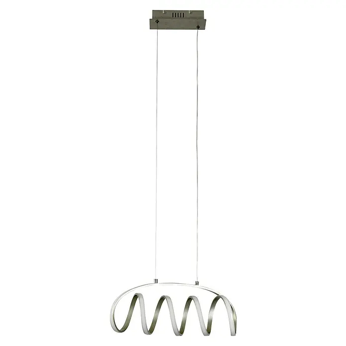 Forlight Rom Lámpara colgante LED - 30 W, L x An x Al: 60 x 120 x 120 cm, Blanco opal, Gris merengo, Blanco neutro - Lámpara colgante LED moderna con diseño retorcido y detalles plateados. Ideal para espacios habitables elegantes y eficiente.