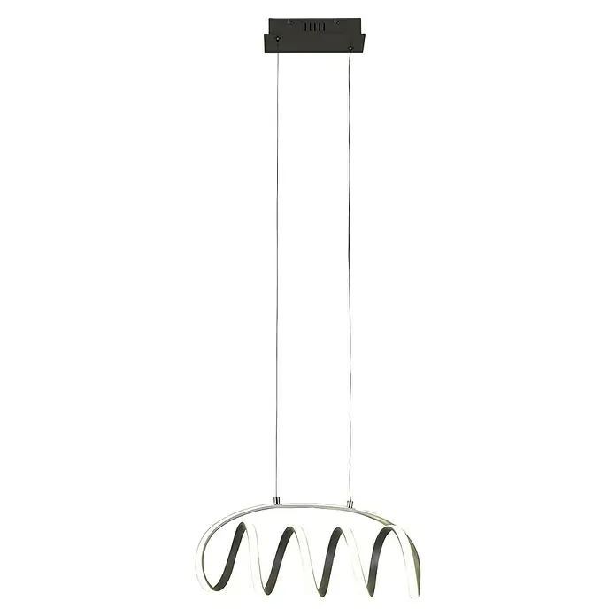 Forlight Rom Lámpara colgante LED - 30 W, L x An x Al: 60 x 120 x 120 cm, Blanco opal, Gris merengo, Blanco neutro - Lámpara colgante LED moderna con diseño de remolino. La lámpara es de color plateado y proporciona una iluminación agradable en la habitación.