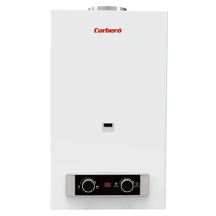 Corberó Calentador atmosférico CCATP10GBNOX - 19,5 kW, Caudal de agua: 10 l/min, Gas butano - Moderno aparato Corberó para calefacción y agua caliente con controles intuitivos.