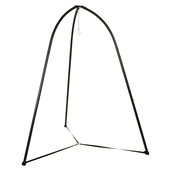 Gancho de asiento - Carga soportada: 120 kg - Soporte negro curvado de metal para silla colgante con herrajes para colgar, ideal para la relajación interior/exterior.