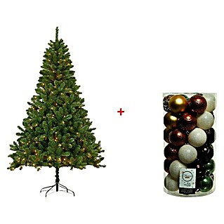 Árbol de Navidad artificial LED Canmore + decoración navideña (Altura: 140 cm)