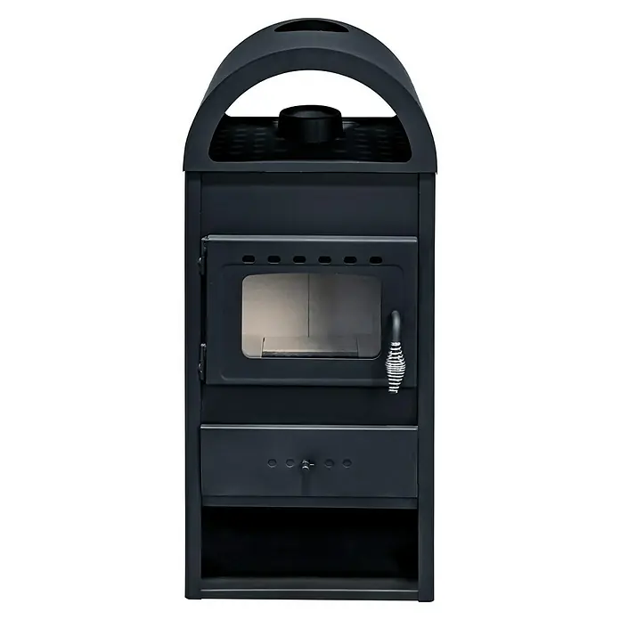 Estufa de leña Nera Plus - 6,5 kW, Volumen de calefacción: 105 m³, Antracita - Estufa de leña negra con conexión para tubo de humos y ventana de vidrio para calor acogedor y diseño elegante.