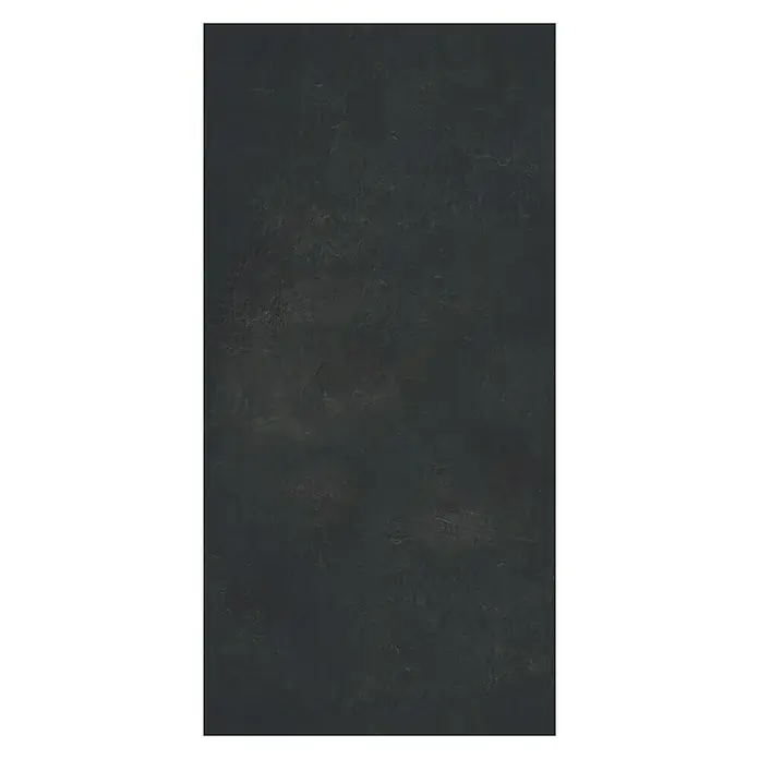b!design Vinylbodenmuster Isocore Inside Tile Valencia - 280 x 160 x 7 mm, Fliesenoptik - Abstraktes schwarzes Rechteck mit einer rauen, matten Textur, die eine geheimnisvolle und elegante Atmosphäre schafft.