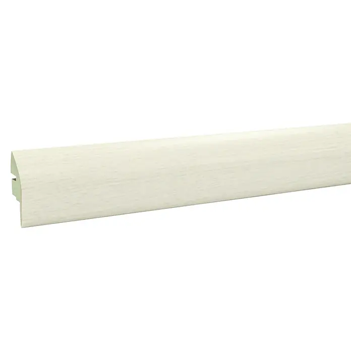 LOGOCLIC Junta de transición Rimini - 2,44 m x 42 mm x 18 mm, Pegado - Rodapié de madera blanco, ideal para cualquier habitación. Fácil de instalar con un diseño elegante, perfecto para decoraciones modernas.