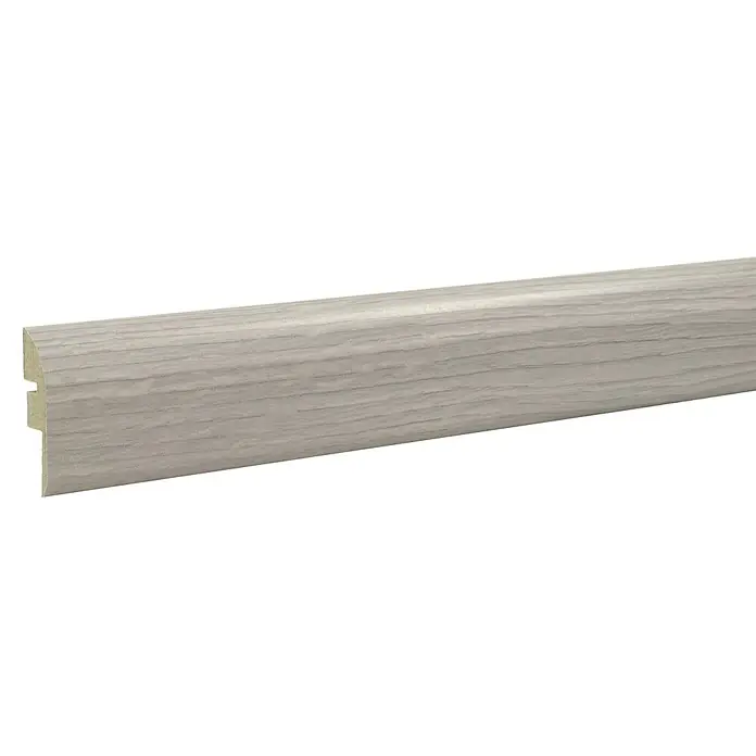 LOGOCLIC Perfil de transición New York - 2,44 m x 42 mm x 16 mm, Pegado - Rodapié con aspecto de madera. El zócalo con una fina veta de madera garantiza una transición limpia entre la pared y el suelo.