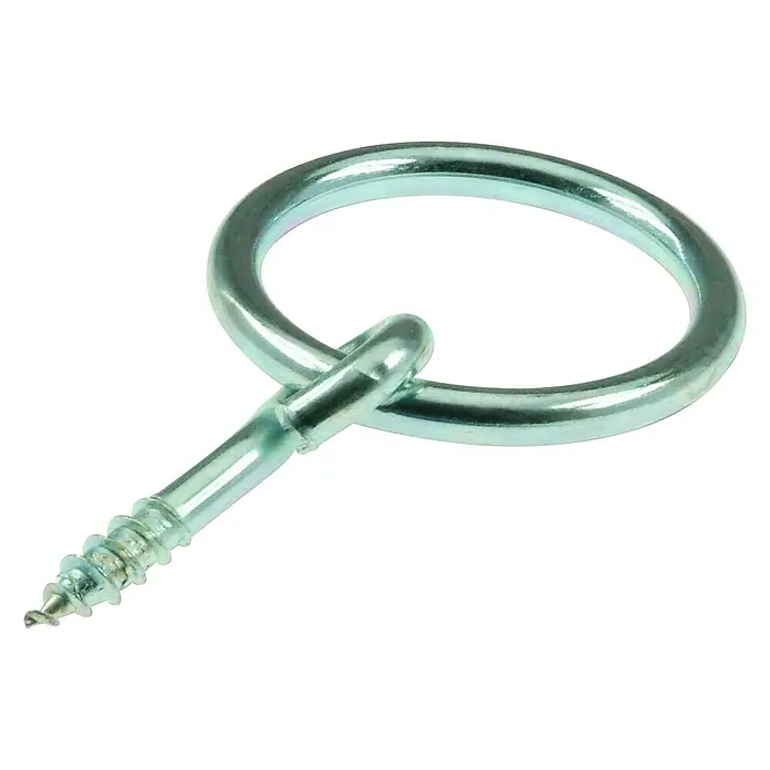 Ringschraube - Ø x L: 4 x 41 mm, Verzinkt, 2 Stk. - Ein verzinkter Ringschraubhaken mit Holzgewinde für vielseitige Befestigungen im Innen- und Außenbereich. Robust und einfach zu installieren.