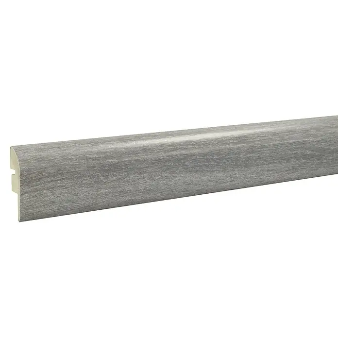 LOGOCLIC Junta de transición Wembley - 2,44 m x 42 mm x 16 mm, Pegado - Un perfil de zócalo gris, ideal para la transición entre la pared y el suelo, ofrece un acabado limpio y elegante.