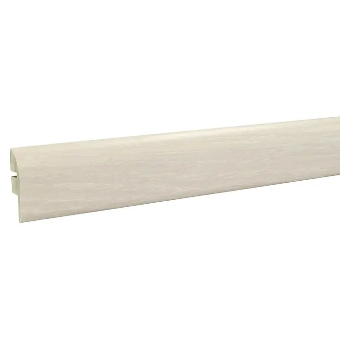 LOGOCLIC Junta de transición Madox - 2,44 m x 42 mm x 12 mm, Pegado - Rodapié moderno de color claro con textura de madera fina para una transición limpia entre pared y suelo. Ideal para interiores elegantes.