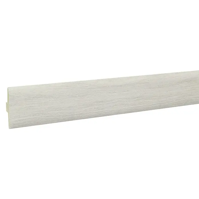 LOGOCLIC Perfil de juntas de dilatación Orsa - 2,44 m x 42 mm x 10 mm, Pegado - Rodapié claro con textura de grano de madera para acabados elegantes de pisos y paredes, ideal para interiores modernos.