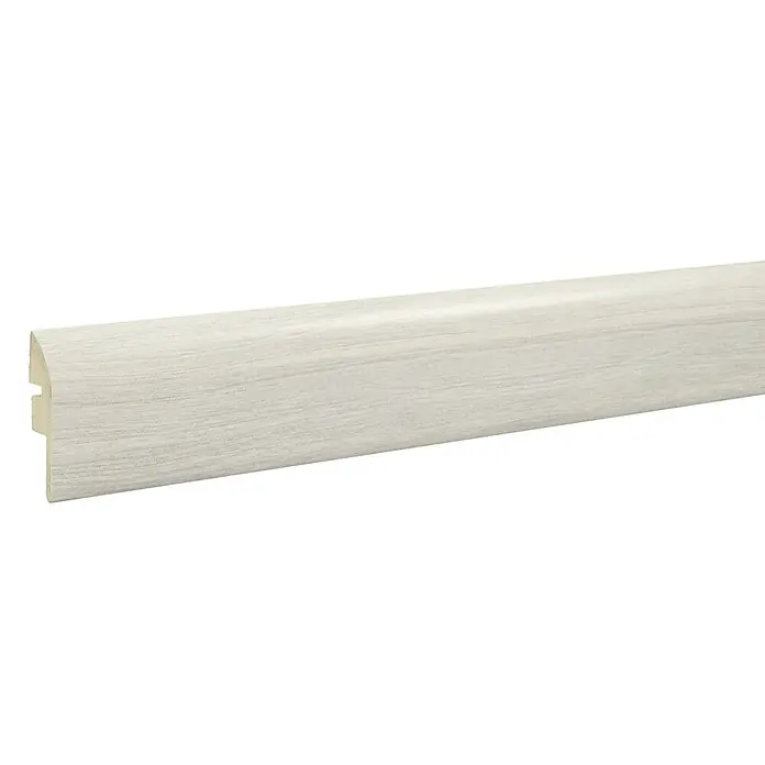 LOGOCLIC Junta de transición Orsa - 2,44 m x 42 mm x 16 mm, Pegado - Rodapié blanco de madera compuesta para una transición limpia entre la pared y el suelo. Ideal para interiores elegantes.