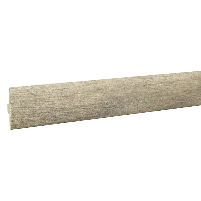LOGOCLIC Perfil de juntas de dilatación Palermo - 2,44 m x 42 mm x 10 mm, Pegado - Un rodapié con un diseño de grano de madera clara, ideal para interiores modernos, ofrece una fácil instalación y limpia.