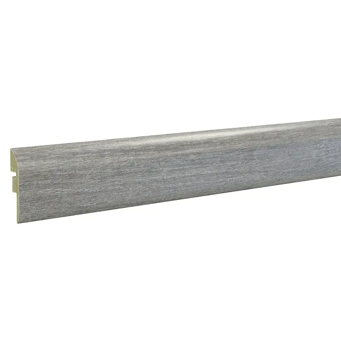 LOGOCLIC Junta de transición Wembley - 2,44 m x 42 mm x 12 mm, Pegado - Un zócalo gris con un veteado de madera, perfecto para cualquier habitación. Es robusto y fácil de instalar, dando un aspecto moderno a tu hogar.