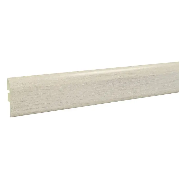 LOGOCLIC Junta de transición Genuine/Lunar - 2,44 m x 42 mm x 12 mm, Pegado - Un rodapié blanco con veta de madera, ideal para una transición limpia entre la pared y el suelo. Fácil de instalar y mantener.