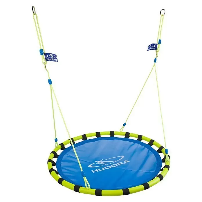 Hudora Nestschaukel Alu 120 - Durchmesser: 120 cm, Kunststoff, Blau/Gelb - Diagonale Ansicht