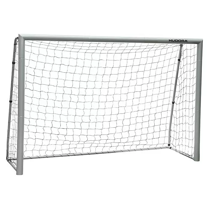 Hudora Fußballtor Expert 240 - 240 x 85 x 160 cm, Grau - Diagonale Ansicht