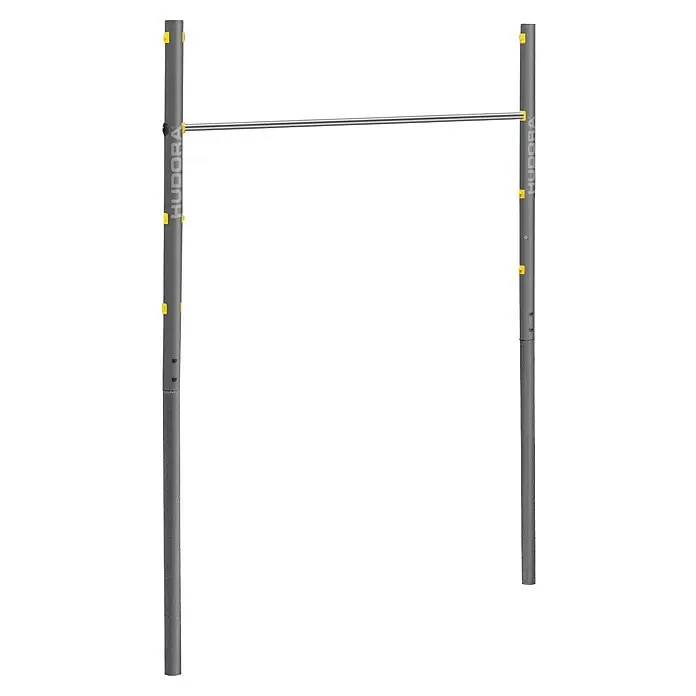 Hudora Turnstange Fabian Pro Single - B x H: 230 x 1.200 cm, Edelstahl, Grau - Diagonale Ansicht