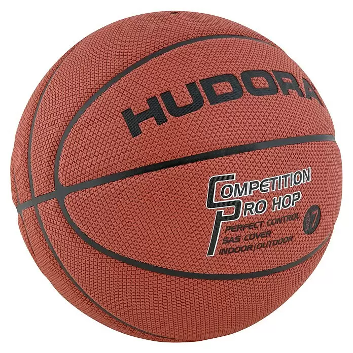 Hudora Basketball Pro Hop - Durchmesser: 240 cm - Texturierter orange-brauner HUDORA Competition Pro Hop Basketball mit schwarzen Linien, für Indoor/Outdoor, Größe 7.