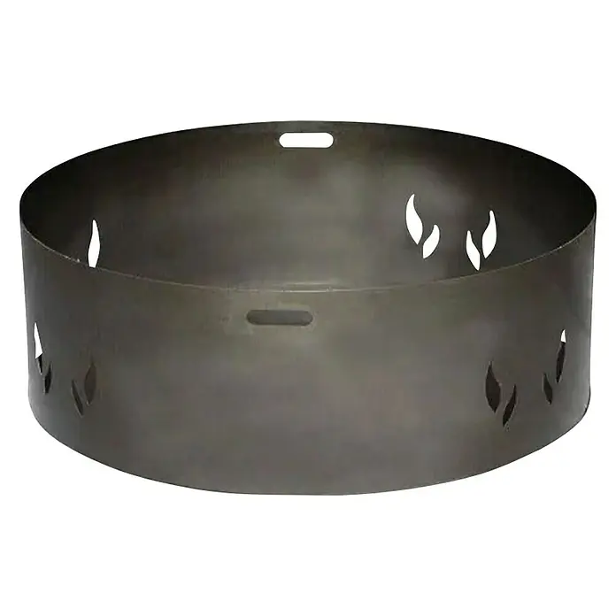 Buschbeck Feuerschalen-Aufsatz - Durchmesser Feuerschale: 80 cm, Eisen - Ein runder, metallener Feuerkorb mit ausgeschnittenen Flammenmotiven und Lüftungsschlitzen für den Außenbereich.