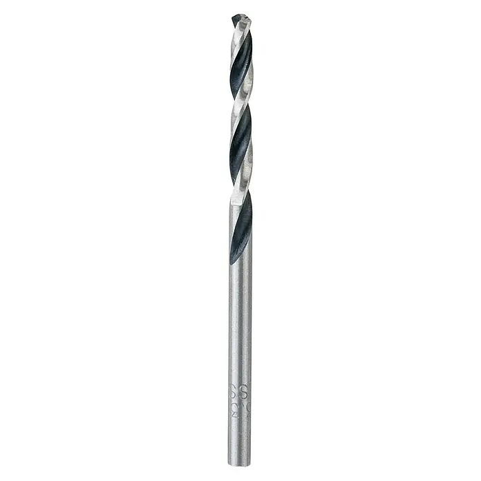 Craftomat Metallbohrer HSS-R Speed - 2 Stk., Durchmesser Bohrer: 3,3 mm - Nahaufnahme eines spiralgenuteten Bohrers, der für präzise Bohrarbeiten in verschiedenen Materialien geeignet ist.