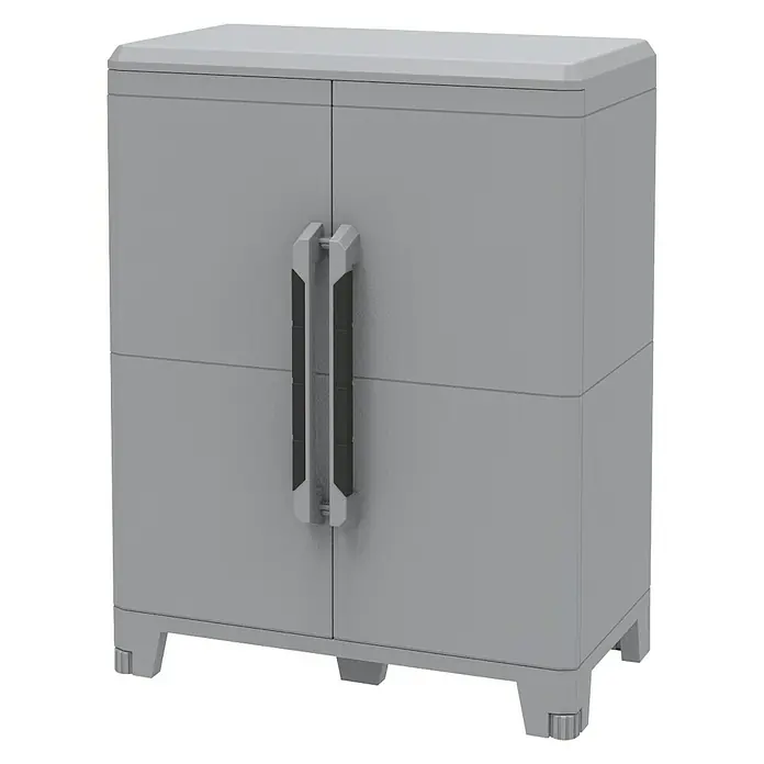 Terry Transforming Armario multiusos de plástico  Modular 4 + Modular 2 - 2 piezas - Armario gris con dos puertas y tiradores. Ideal para espacio de almacenamiento adicional en cualquier habitación.