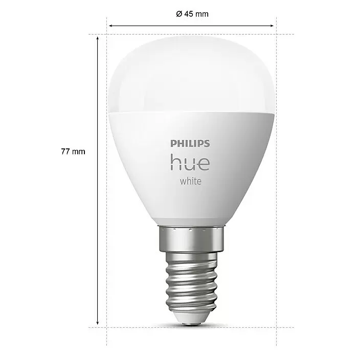 Philips Hue Smart-LED-Lampen Set Tropfenform E14 mattE14, Dimmbar, Warmweiß, 470 lm, 5,7 W, Tropfen, 2 Stk.
