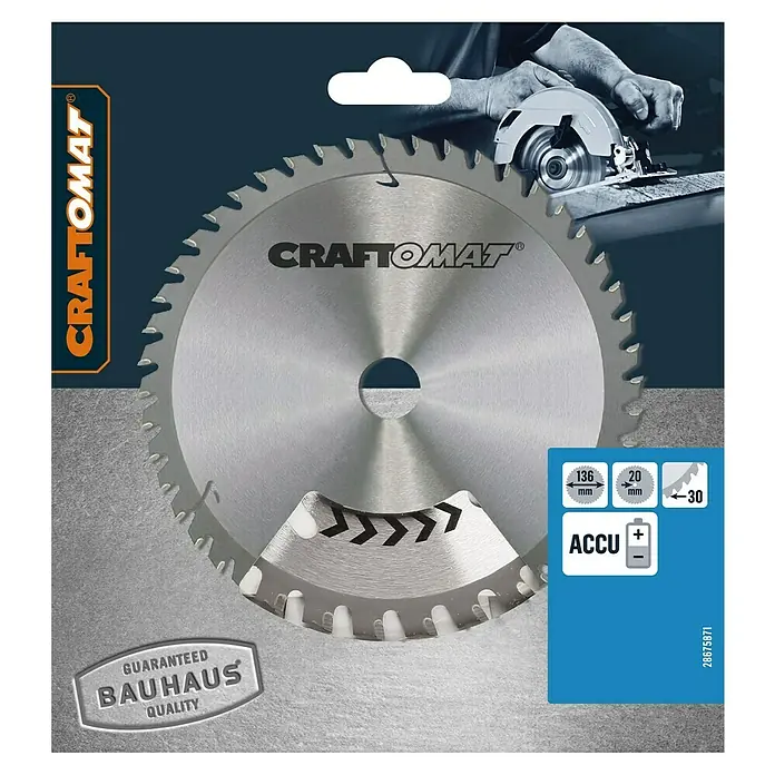 Craftomat Kreissägeblatt Accu Stahl - 136 mm, Bohrung: 20 mm, Anzahl Zähne: 30 Stk. - Kreissägeblatt von Craftomat, 136 mm Durchmesser, 20 mm Bohrung, geeignet für Akku-Kreissägen.