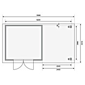 Karibu Gartenhaus Askola (L x B: 306 x 522 cm, Wandstärke: 19 mm, Flachdach, Natur, Mit Anbau)