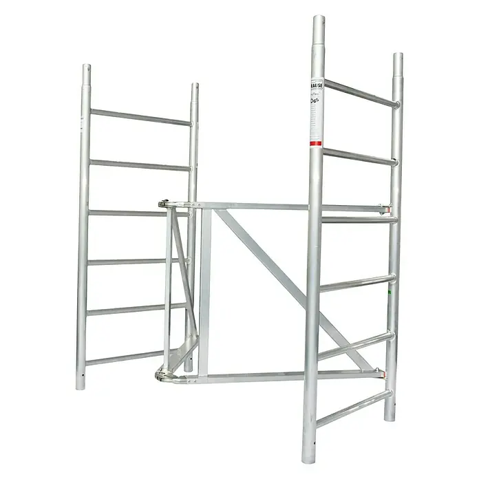 Krause ProTec XS Rahmeneinheit - Arbeitshöhe: 2,9 m, B x L: 0,7 x 2 m - Abbildung eines fahrbaren Gerüsts aus Aluminium, das Stabilität und Flexibilität für Arbeiten in der Höhe bietet.