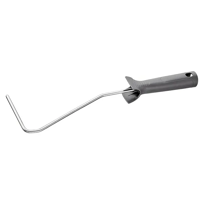 Farbroller-Bügel - Bügellänge: 39 cm, Geeignet für: Walzen 10 - 16 cm, Bügelstärke: 6 mm - Nahaufnahme eines Eckfarbroller-Rahmens mit grauem Griff, ideal zum präzisen Streichen von Ecken und Kanten für makellose Ergebnisse.