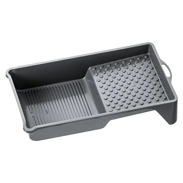 Farbwanne Comfortstar - 30 x 15 cm, Kunststoff - Graue Farbwanne aus Kunststoff, ideal zum Malen und Renovieren, mit geriffelter Fläche zum Abstreifen der Farbrolle und Griff.