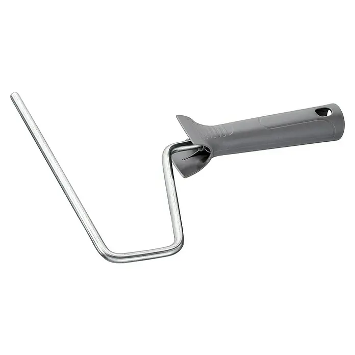 Farbroller-Bügel - Bügellänge: 26,5 cm, Geeignet für: Walzen 18 cm, Bügelstärke: 8 mm - Bild eines Farbrollerbügels aus Metall und Kunststoffgriff, ein praktisches Werkzeug für gleichmäßiges Auftragen von Farbe.