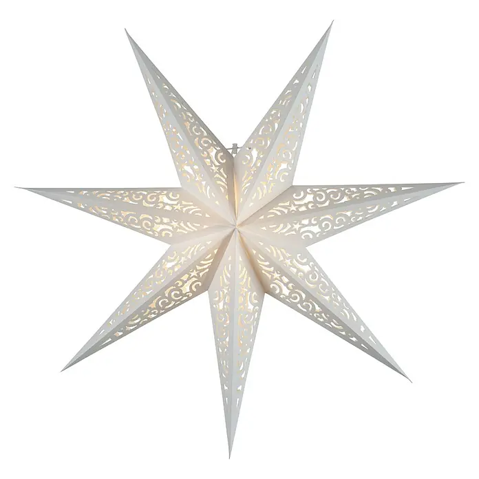 Eglo Estrella LED Lace - 60 cm, Blanco - Lámpara decorativa de estrella de papel con recortes intrincados, que irradia una luz cálida. Perfecta para iluminación festiva y un ambiente acogedor.
