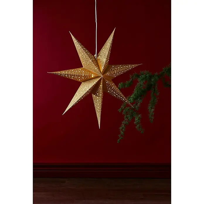 Eglo Estrella LED Blinka - 60 cm, Dorado - Resplandor celestial: festivo colgante de estrella dorada con intrincadas perforaciones en forma de estrella que emiten una luz cálida.