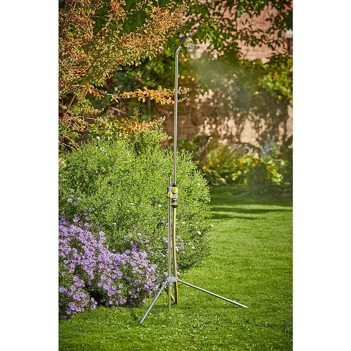 Neptun Gartendusche - 117 cm, Dreibeinstativ, Aluminium - Ein verstellbarer Rasensprenger mit Stativanschlussstück für eine flexible und effiziente Bewässerung des Gartens.