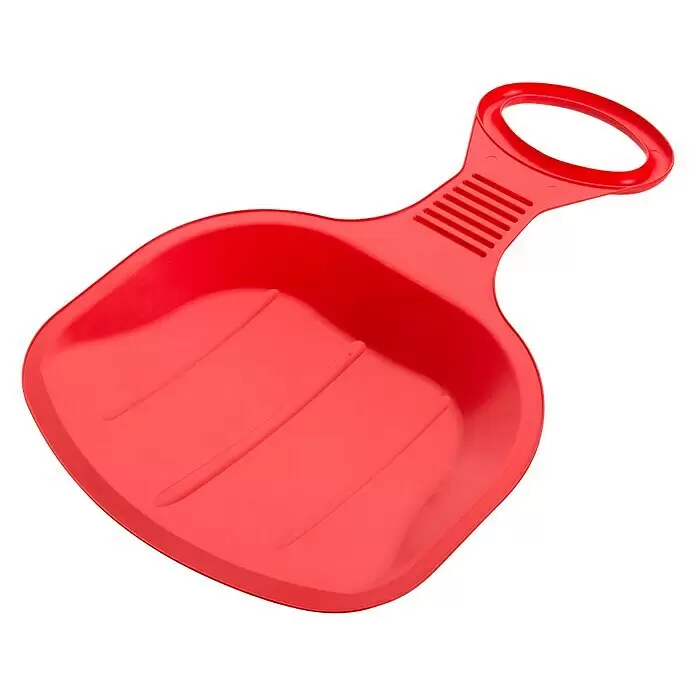 Schlitten Bingo - Belastbarkeit: 50 kg, Rot - Roter Plastik-Schneegleiter mit Griff für Winterspaß.