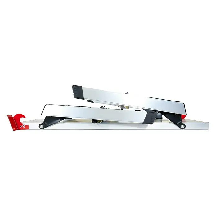 Güde Arbeitsplattform GAAP 960 - L x B x H: 127,1 x 44,6 x 49,5 cm - Zusammengeklappte Aluminiumrampe mit roten Haken zur einfachen Lagerung und zum Transport. Ideal für Rollstühle und Roller.