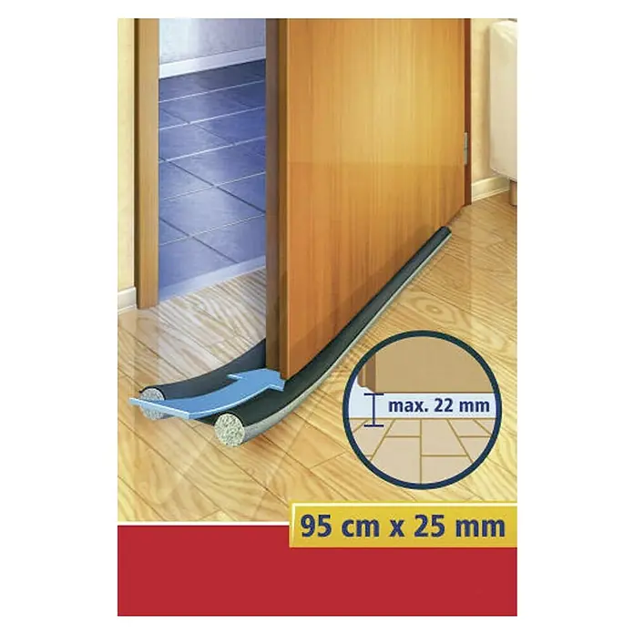 Tesa INSULATION Junta para puerta - Gris, Largo: 0,95 m - Burlete para puerta de 95 cm x 25 mm, apto para huecos de hasta 22 mm. Protección práctica contra corrientes de aire.