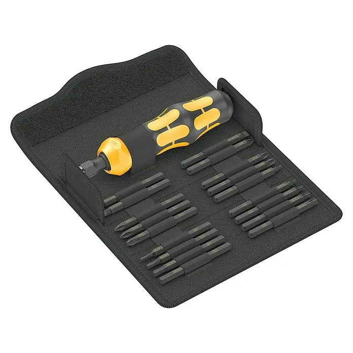 Wera Schraubendreher-Set Kraftform Kompakt - 19 -tlg. - Das Wera Zyklop Mini 1-Set ist mit einer Knarre, Bits und Nüssen in einer robusten Tasche, ideal für unterwegs.
