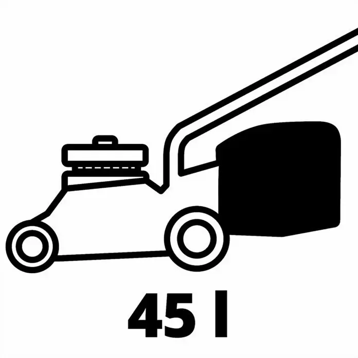 Einhell Power X-Change 18V Akku-Rasenmäher Rasarro 36/36 - 36 V, 2 Akkus, 3 Ah, Schnittbreite: 36 cm - Symbol für einen Rasenmäher mit 45 Litern Fangkorbvolumen für die Gartenarbeit.