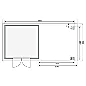 Karibu Gartenhaus Kandern 6 (612 x 274 cm, Wandstärke: 28 mm, Flachdach, Ausführung: Mit Anbau)