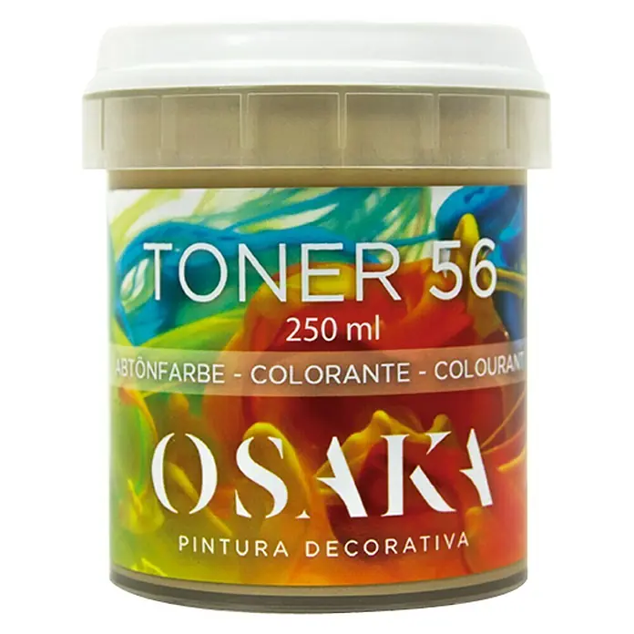 Osaka Colorante Toner - Crema granito, 250 ml - Imagen de un envase de 250 ml de pintura colorante Toner 56 de Osaki, una pintura decorativa para diversas aplicaciones.