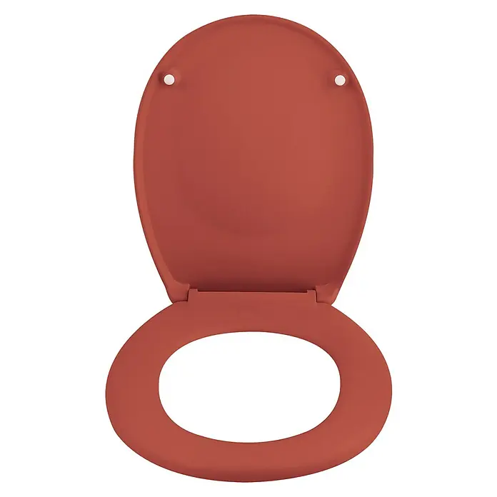 Spirella Tapa de WC Neela - Duroplast, Terracota, Con caída amortiguada - Tapa de váter roja de plástico, que ofrece un toque higiénico y colorido a cualquier baño.