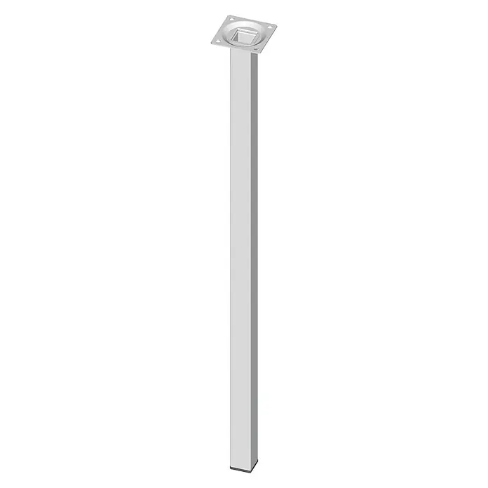 Element System Pata para muebles - L x An x Al: 2,5 x 2,5 x 60 cm, Capacidad de carga: 30 kg, Acero, Blanco - Pata de mesa cuadrada plateada con placa de montaje, ideal para diseños de muebles modernos. Robusta y elegante.