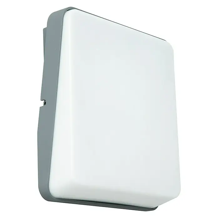 Lutec Aplique exterior LED Even - 15 W, 4,5 cm x 18,5 cm x 19 mm, Gris, IP54 - Una lámpara de pared rectangular moderna con marco gris y panel de luz blanco difuso. Ideal para espacios interiores y exteriores.