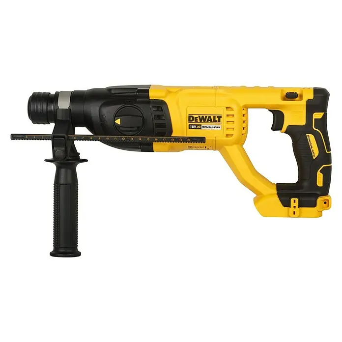 DeWalt XR 18V Akku-Kombihammer DCH133N-XJ - 18 V, Ohne Akku, 2,6 J - Abbildung eines gelb-schwarzen DeWALT 18V Brushless Hammerbohrers. Dieses Werkzeug ist für schwere Bohrarbeiten konzipiert.