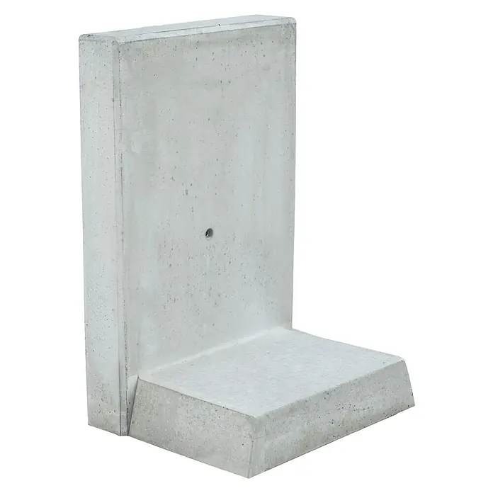 Diephaus L-Stein - 55 cm, 50 cm, Stärke: 12 cm, Grau - Nahaufnahme eines L-förmigen Betonstützwinkel für Bauprojekte, der auf einem dunklen Hintergrund präsentiert wird.