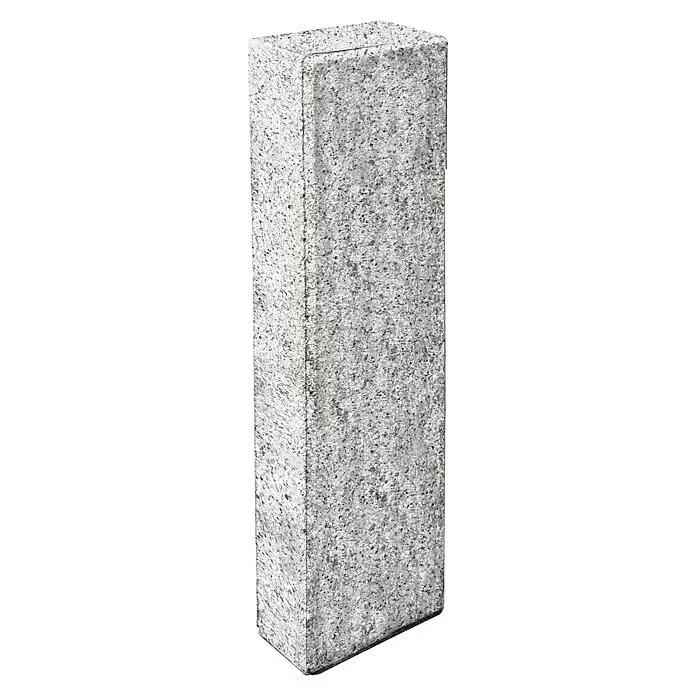 Diephaus Palisade Niles - 60 x 20 x 8 cm, Granit, Beton - Rechteckiger Block aus hellgrauem gesprenkeltem Stein.