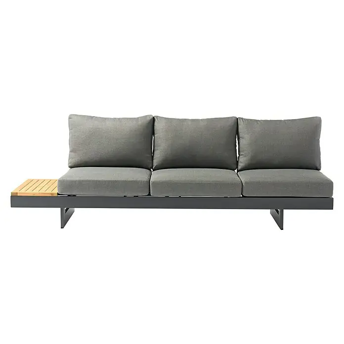 Conjunto de muebles Molise - 4 pzs., Madera de acacia/Aluminio, Antracita - Moderno sofá de exterior gris con detalles en madera para una relajación con estilo. Materiales de alta calidad garantizan la durabilidad.